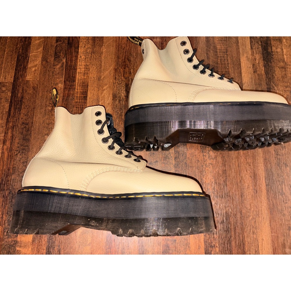 Dr. Martens 1460 Pascal Max Parchment Beige Pisa Leather Platform Boots 11L - Picture 4 of 8